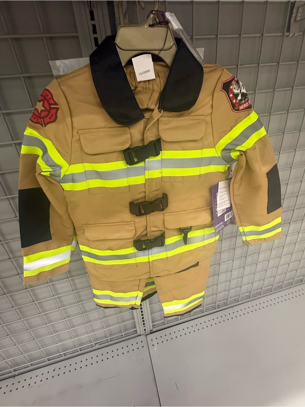 Kids Tan Firefighter Costume Jacket with Reflective Stripes